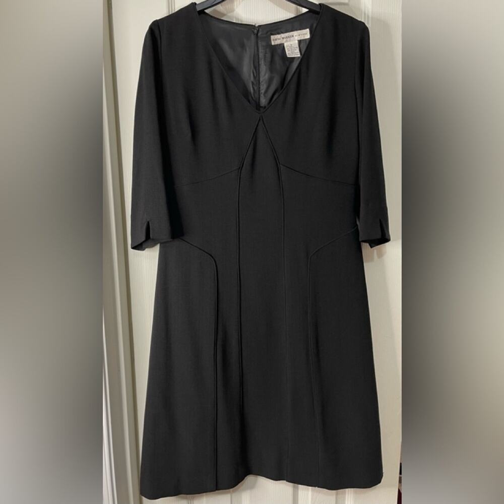 David Warren New York Black Dark Academia Witchy V Neck Dress size 8